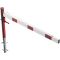 Swing barrier | with pull rope reinforcement | for casting in concrete, hot-dip galvanized and white coated with red reflecting stripes | Barrier arm length: 1500 mm | for padlock